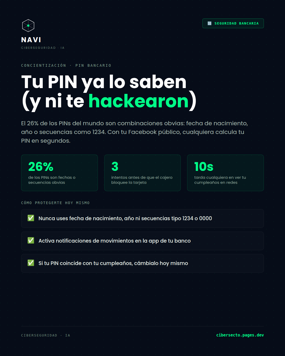 PIN bancario — errores comunes que exponen tu cuenta