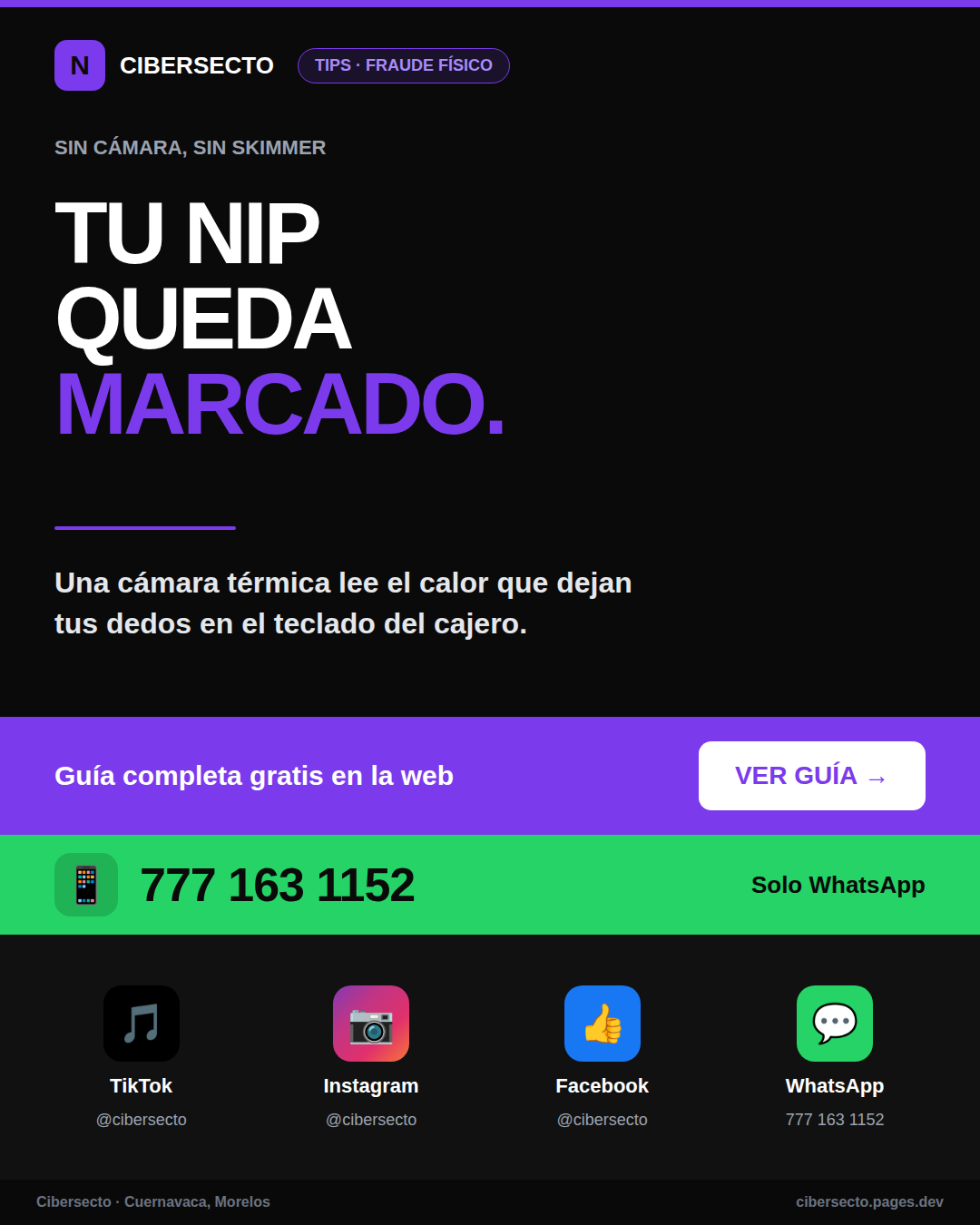Ataque térmico al teclado del cajero — tu NIP queda marcado por calor