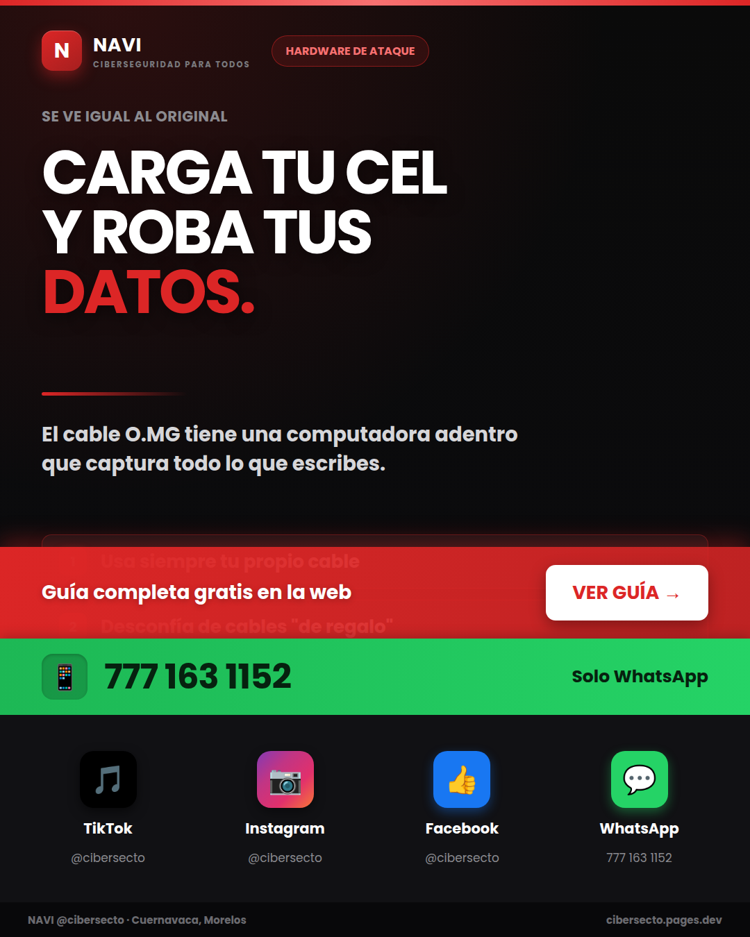 Cable O.MG — carga tu celular y roba tus datos a la vez